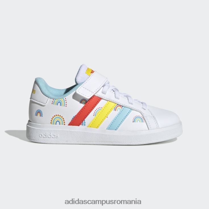 adidas campus romania grand court stil de viață sustenabil court dantelă elastică și pantofi cu curea superioară portocaliu îndrăzneț copii alb/portocaliu îndrăzneț/galben J266N211134
