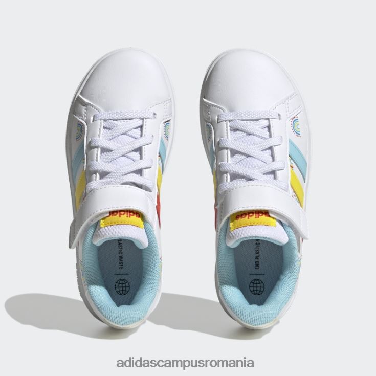 adidas campus romania grand court stil de viață sustenabil court dantelă elastică și pantofi cu curea superioară portocaliu îndrăzneț copii alb/portocaliu îndrăzneț/galben J266N211134
