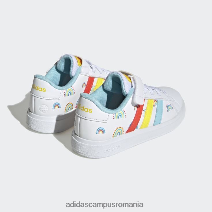 adidas campus romania grand court stil de viață sustenabil court dantelă elastică și pantofi cu curea superioară portocaliu îndrăzneț copii alb/portocaliu îndrăzneț/galben J266N211134