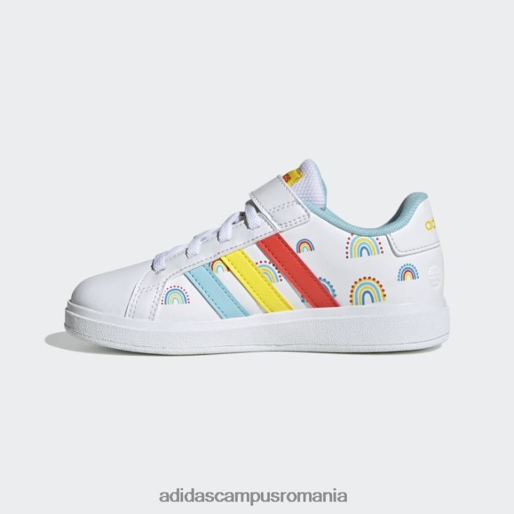 adidas campus romania grand court stil de viață sustenabil court dantelă elastică și pantofi cu curea superioară portocaliu îndrăzneț copii alb/portocaliu îndrăzneț/galben J266N211134