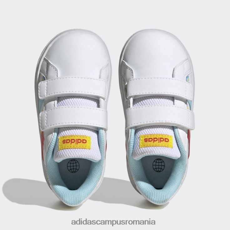 adidas campus romania grand court sustainable lifestyle court pantofi cu cârlig și buclă cu două curele alb copii alb/portocaliu îndrăzneț/galben J266N211269