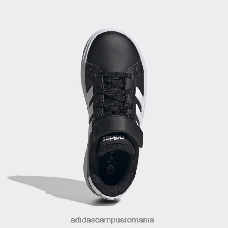 adidas campus romania pantofi albi cu dantelă elastică grand Court și cu curea superioară copii alb negru J266N217686