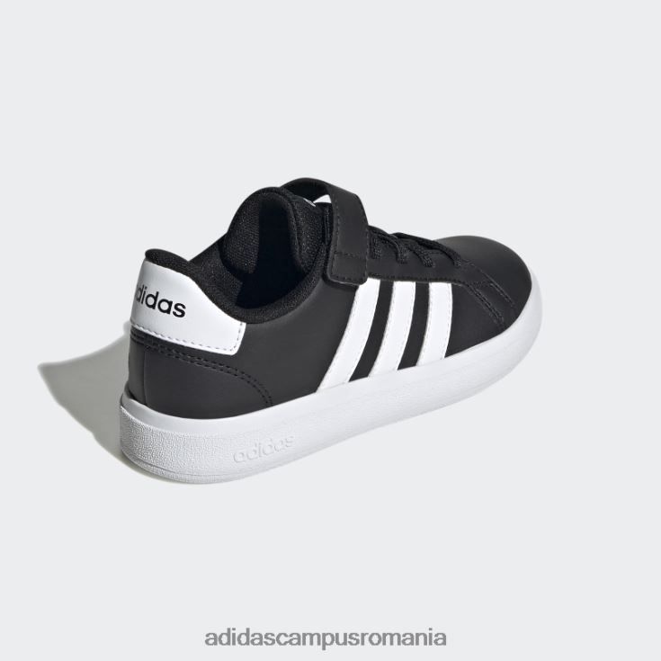adidas campus romania pantofi albi cu dantelă elastică grand Court și cu curea superioară copii alb negru J266N217686