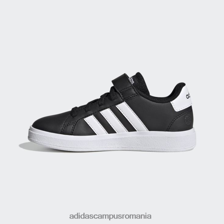 adidas campus romania pantofi albi cu dantelă elastică grand Court și cu curea superioară copii alb negru J266N217686