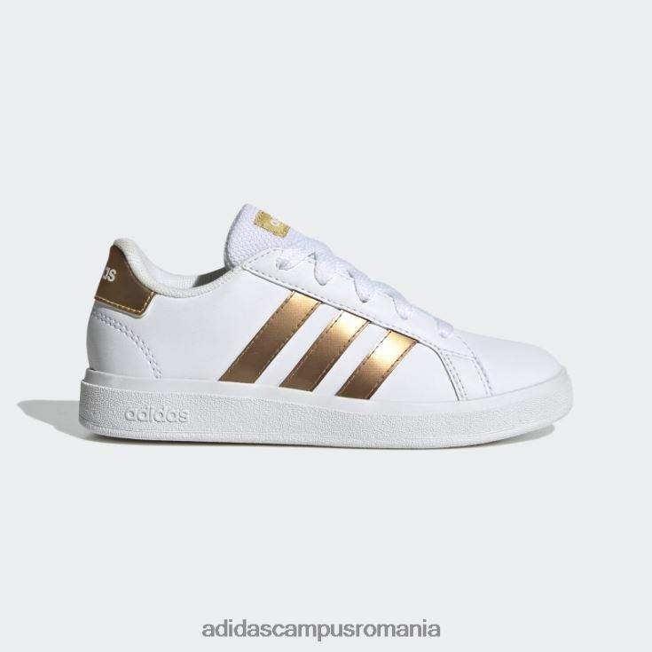 adidas campus romania pantofi albi din dantelă sustenabil Grand Court copii aur alb/mat J266N217975
