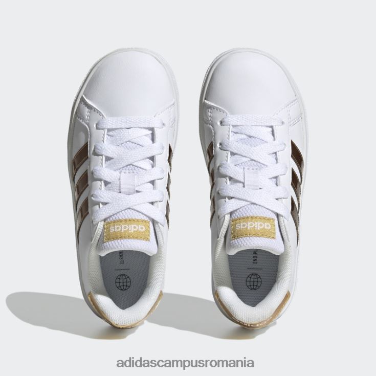 adidas campus romania pantofi albi din dantelă sustenabil Grand Court copii aur alb/mat J266N217975