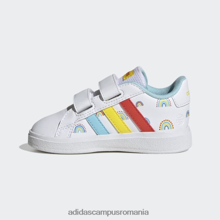 adidas campus romania pantofi cu cârlig și buclă cu două curele pentru stil de viață sustenabil alb grand court copii alb/portocaliu îndrăzneț/galben J266N217662