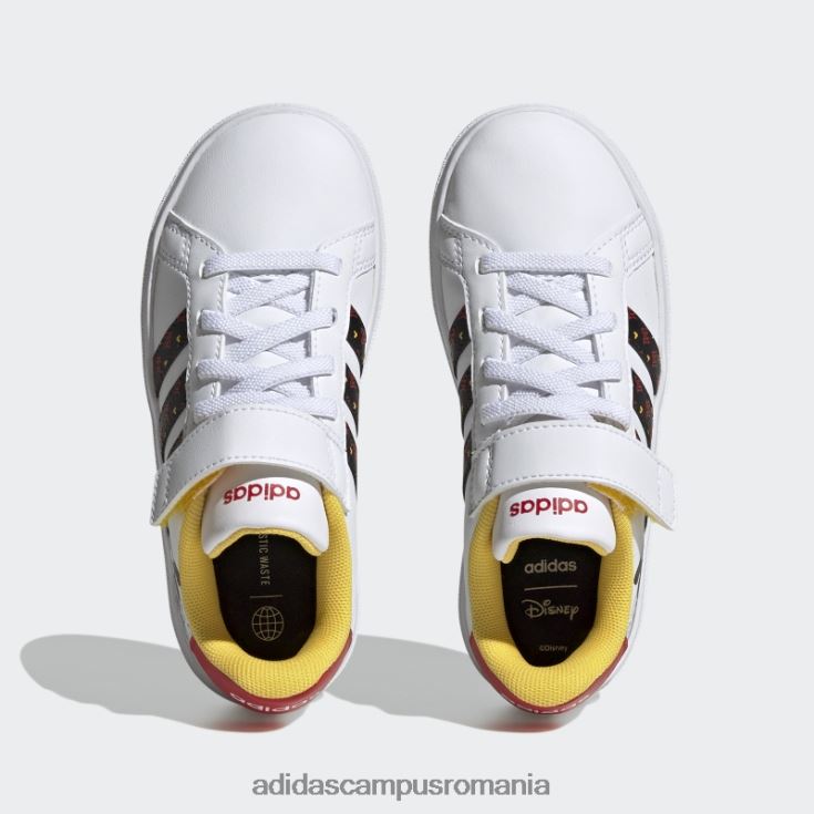 adidas campus romania pantofi cu cârlig și buclă de mickey x disney grand court fashion alb copii alb/negru/stacojiu J266N211164