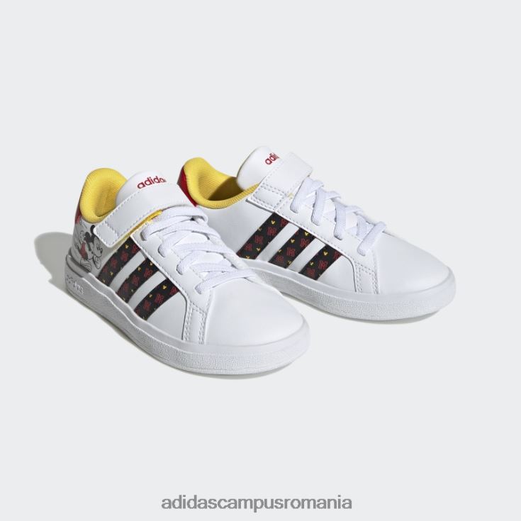 adidas campus romania pantofi cu cârlig și buclă de mickey x disney grand court fashion alb copii alb/negru/stacojiu J266N211164