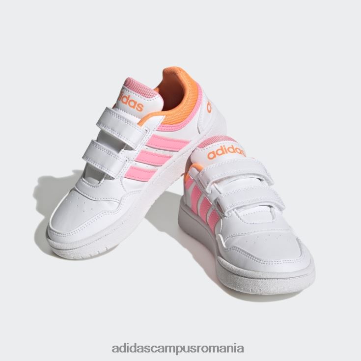 adidas campus romania pantofi cu cârlig și buclă hoops lifestyle baschet roz grinzi copii alb/roz fascicul/portocaliu J266N217706