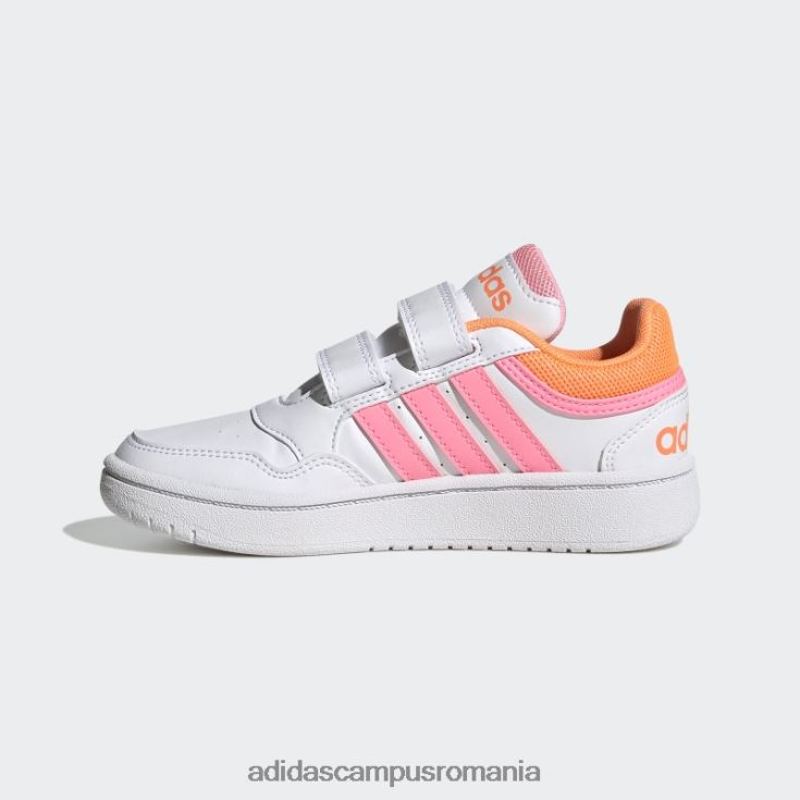 adidas campus romania pantofi cu cârlig și buclă hoops lifestyle baschet roz grinzi copii alb/roz fascicul/portocaliu J266N217706