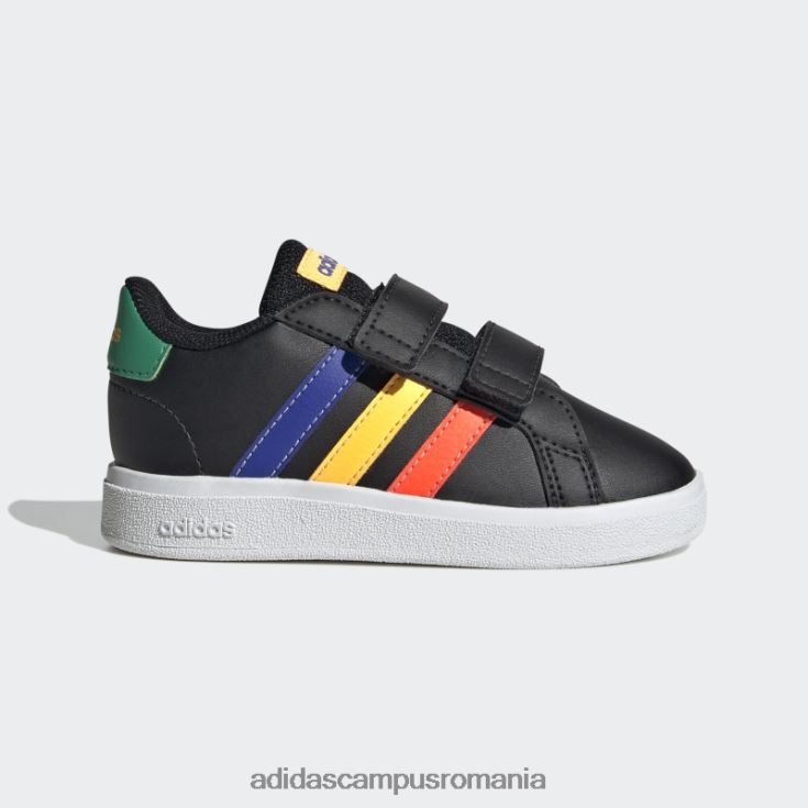 adidas campus romania pantofi cu cârlig și buclă stil de viață grand court verde curte copii negru/albastru/verde curte J266N211221