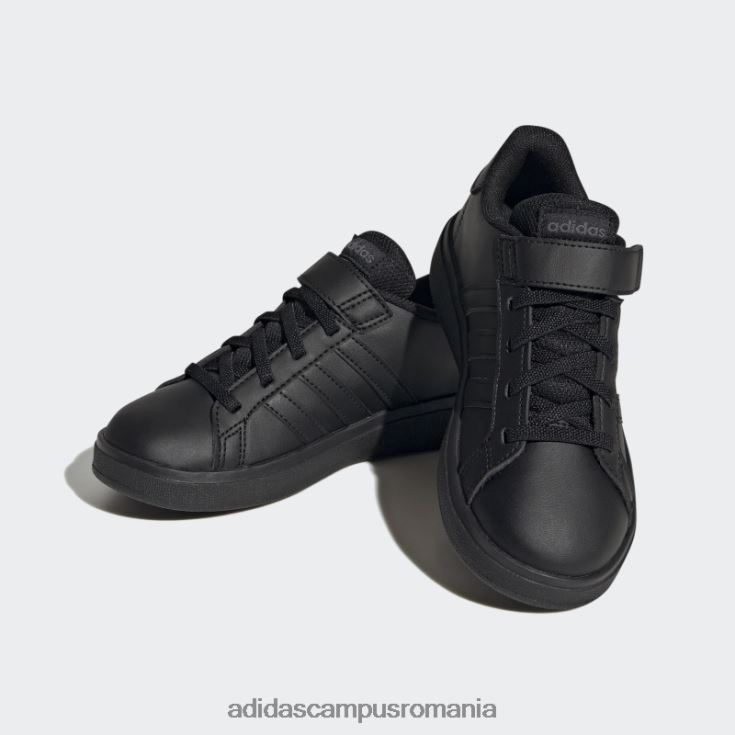 adidas campus romania pantofi cu dantelă elastică grand Court și cu curea superioară gri copii gri inchis J266N217614