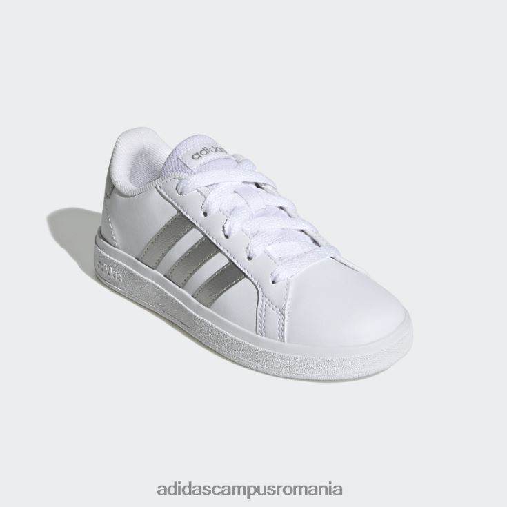 adidas campus romania pantofi de tenis grand court lifestyle cu șireturi argintii copii alb/argintiu J266N211260