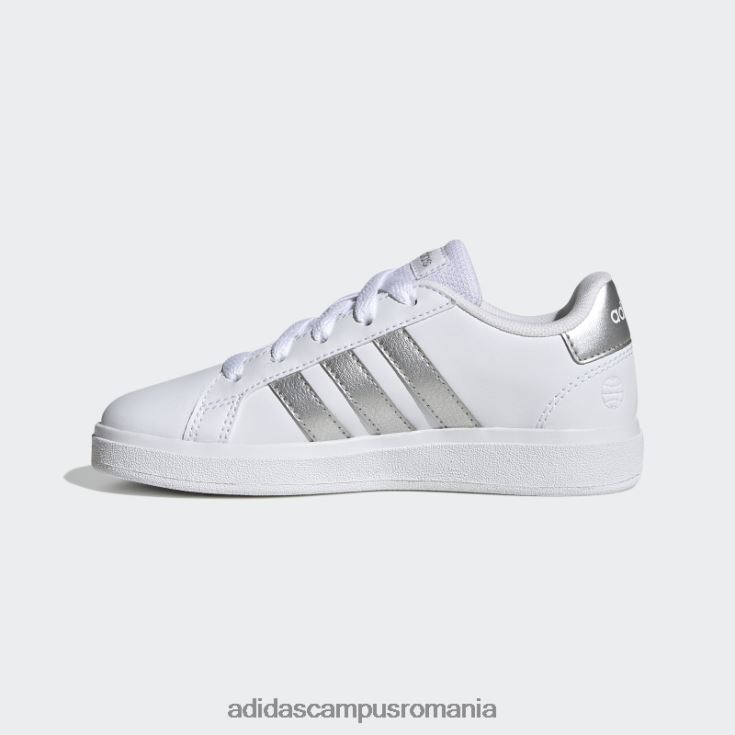 adidas campus romania pantofi de tenis grand court lifestyle cu șireturi argintii copii alb/argintiu J266N211260