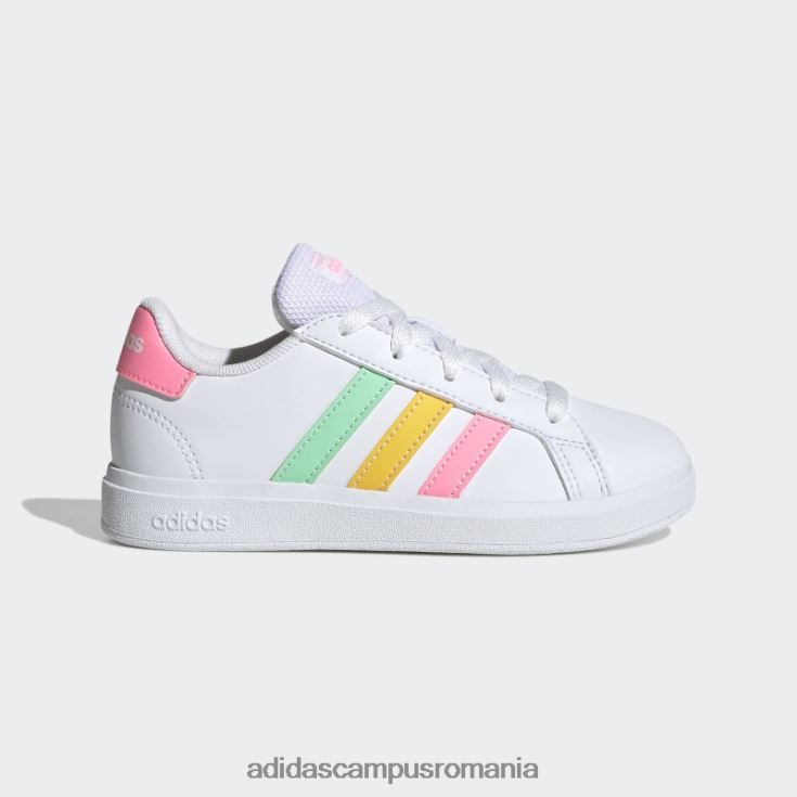 adidas campus romania pantofi de tenis grand court lifestyle cu șireturi mentă copii alb/mentă/roz fascicul J266N211355