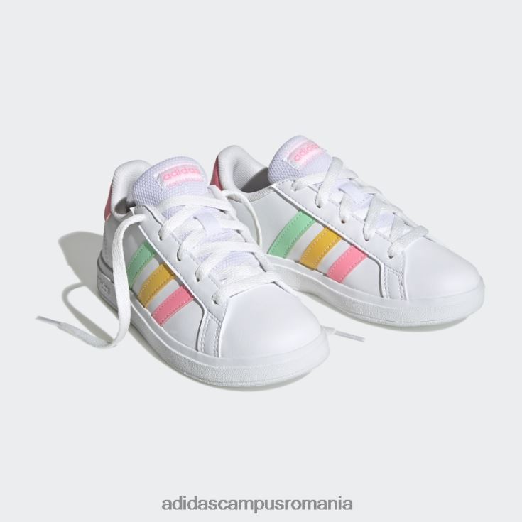 adidas campus romania pantofi de tenis grand court lifestyle cu șireturi mentă copii alb/mentă/roz fascicul J266N211355