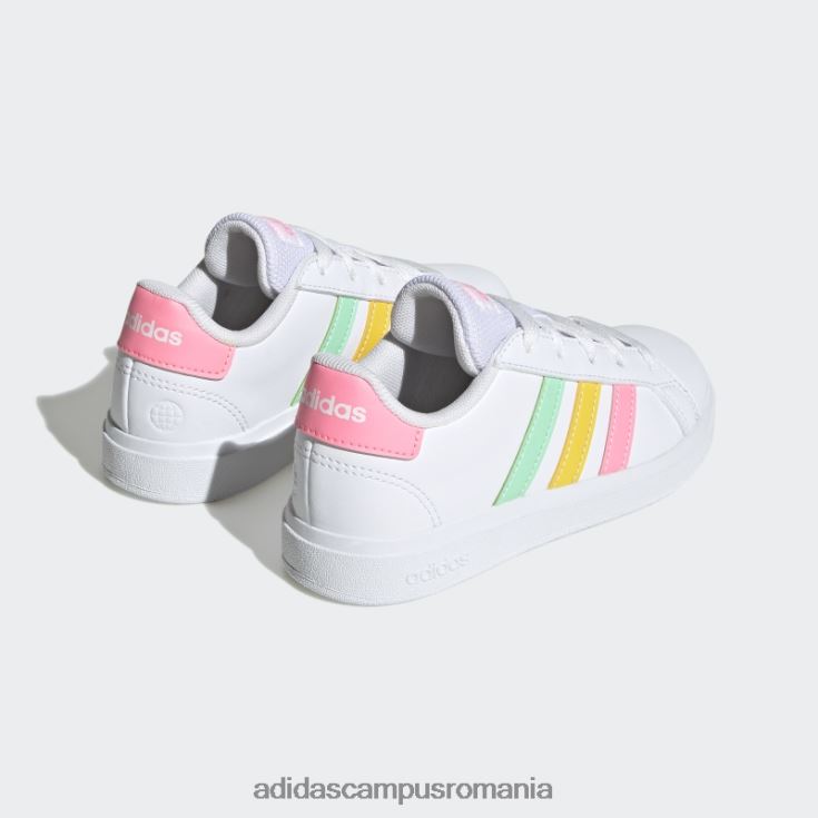 adidas campus romania pantofi de tenis grand court lifestyle cu șireturi mentă copii alb/mentă/roz fascicul J266N211355