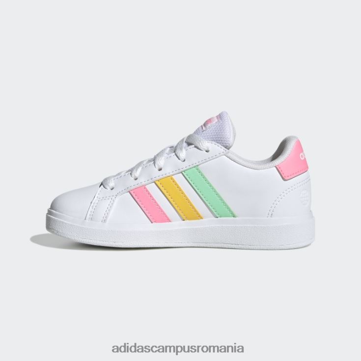 adidas campus romania pantofi de tenis grand court lifestyle cu șireturi mentă copii alb/mentă/roz fascicul J266N211355