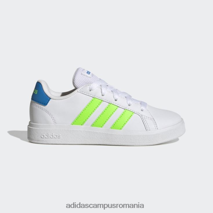 adidas campus romania pantofi de tenis grand court lifestyle cu șireturi verzi copii papură alb/verde/albastru J266N211427