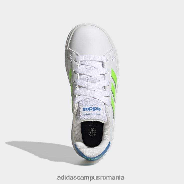 adidas campus romania pantofi de tenis grand court lifestyle cu șireturi verzi copii papură alb/verde/albastru J266N211427