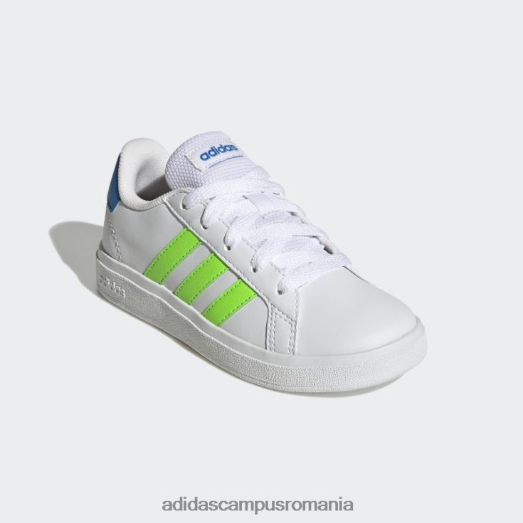 adidas campus romania pantofi de tenis grand court lifestyle cu șireturi verzi copii papură alb/verde/albastru J266N211427