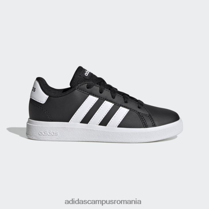 adidas campus romania pantofi de tenis negri cu șireturi, stil de viață, grand court copii alb negru J266N23569