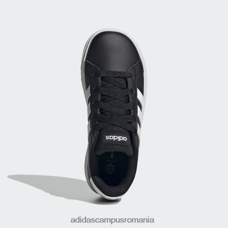 adidas campus romania pantofi de tenis negri cu șireturi, stil de viață, grand court copii alb negru J266N23569