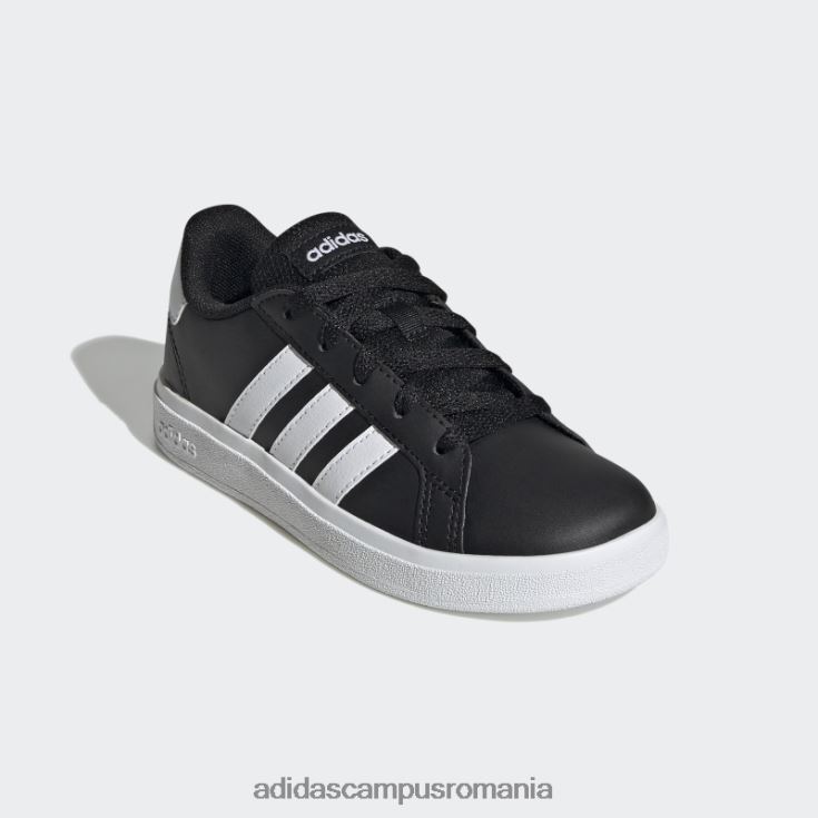 adidas campus romania pantofi de tenis negri cu șireturi, stil de viață, grand court copii alb negru J266N23569