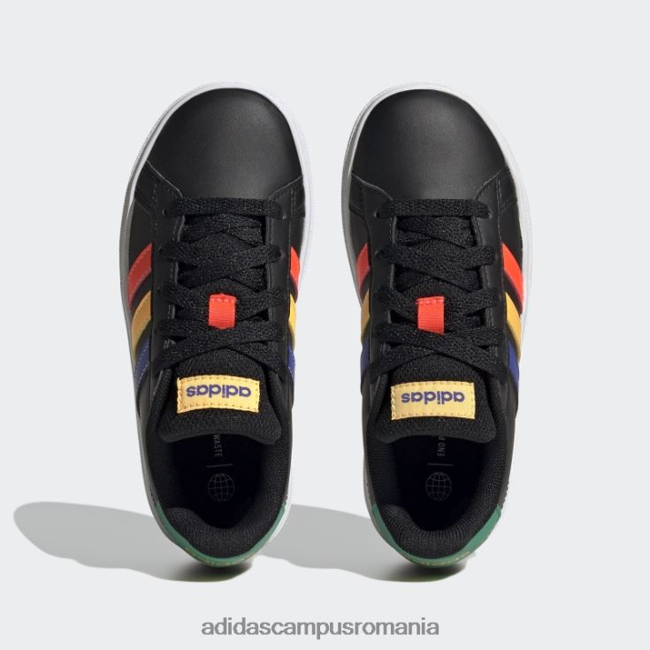 adidas campus romania pantofi de tenis negri cu șireturi, stil de viață, grand court copii negru/albastru/verde curte J266N211308
