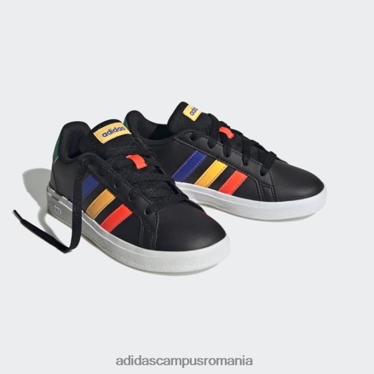 adidas campus romania pantofi de tenis negri cu șireturi, stil de viață, grand court copii negru/albastru/verde curte J266N211308