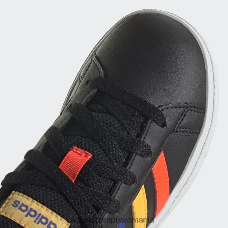 adidas campus romania pantofi de tenis negri cu șireturi, stil de viață, grand court copii negru/albastru/verde curte J266N211308
