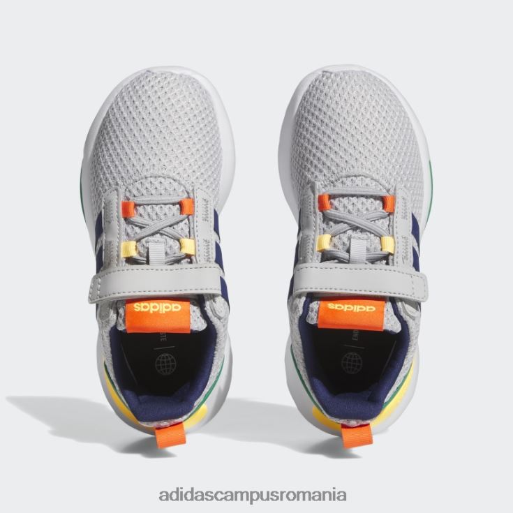 adidas campus romania pantofi gri racer tr21 lifestyle alergare din dantelă elastică și cu curele superioare copii gri/albastru închis/verde curte J266N211429