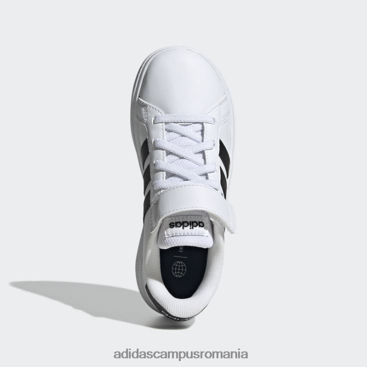 adidas campus romania pantofi negri cu dantelă elastică grand court court și cu curea superioară copii alb negru J266N211342