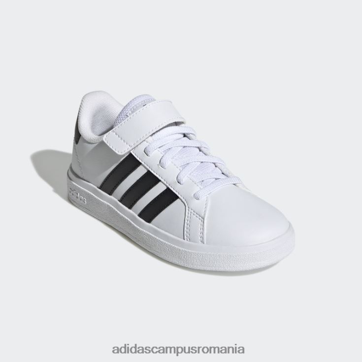 adidas campus romania pantofi negri cu dantelă elastică grand court court și cu curea superioară copii alb negru J266N211342