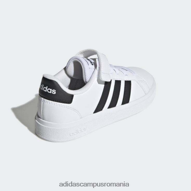 adidas campus romania pantofi negri cu dantelă elastică grand court court și cu curea superioară copii alb negru J266N211342