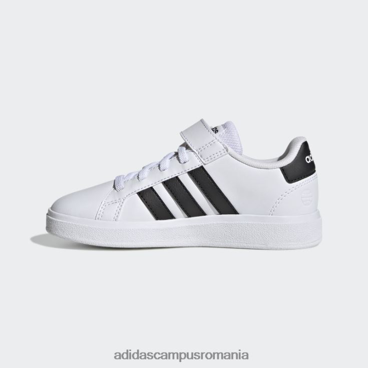 adidas campus romania pantofi negri cu dantelă elastică grand court court și cu curea superioară copii alb negru J266N211342