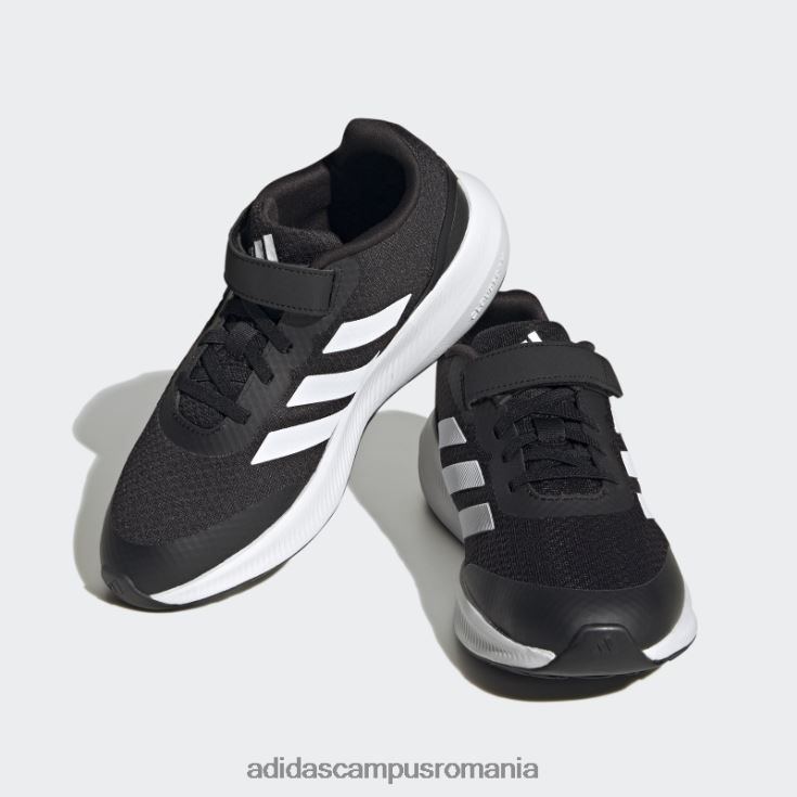 adidas campus romania pantofi negri runfalcon 3.0 cu dantelă elastică copii alb negru J266N217836