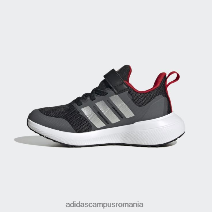 adidas campus romania scarlet fortarun 2.0 cloudfoam pantofi cu curea din dantelă elastică copii negru/argintiu/stacojiu J266N217872