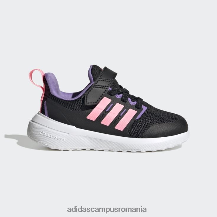 adidas campus romania violet fortarun 2.0 cloudfoam pantofi cu curea din dantela elastica copii negru/roz fascicul/violet J266N211365