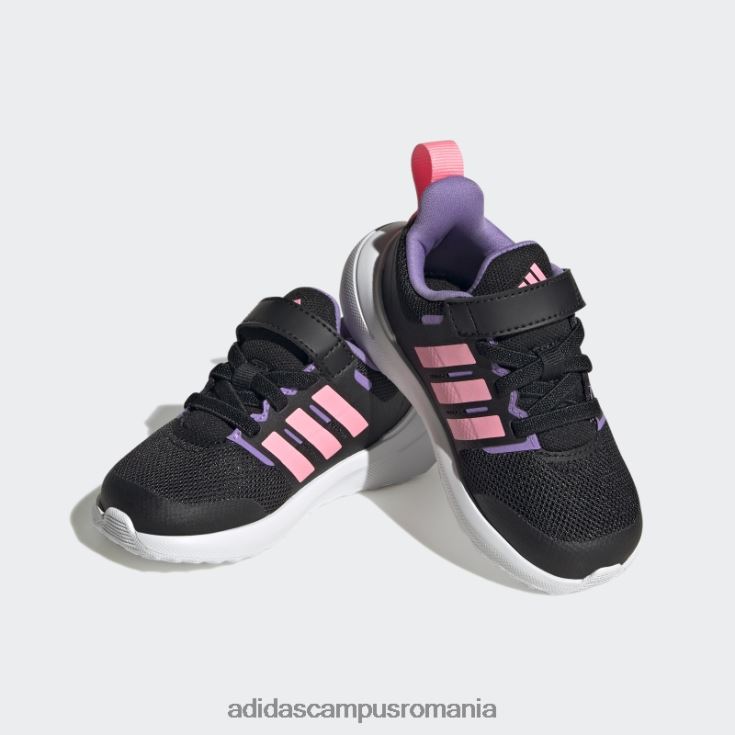 adidas campus romania violet fortarun 2.0 cloudfoam pantofi cu curea din dantela elastica copii negru/roz fascicul/violet J266N211365
