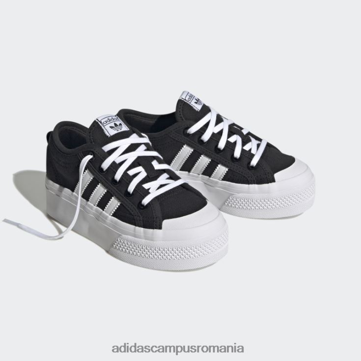 adidas campus romania fashion nizza pantofi cu platformă alb copii alb negru J266N217988