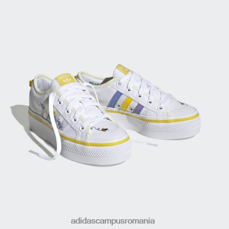 adidas campus romania pantofi cu platformă nizza albi la modă copii alb/galben J266N211302