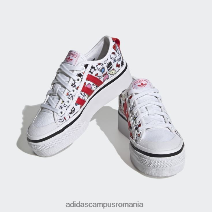 adidas campus romania pantofi cu platformă nizza roșii stilați copii alb/negru/rosu J266N211248