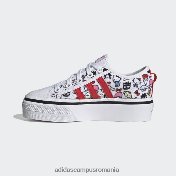 adidas campus romania pantofi cu platformă nizza roșii stilați copii alb/negru/rosu J266N211248