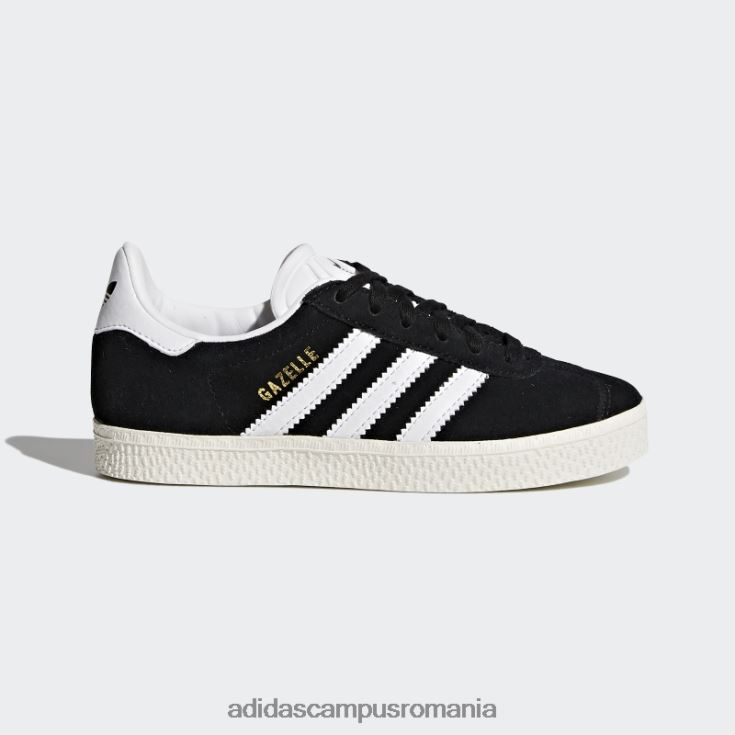 adidas campus romania pantofi gazelle aurii metalic copii negru/alb/auriu metalic J266N211078