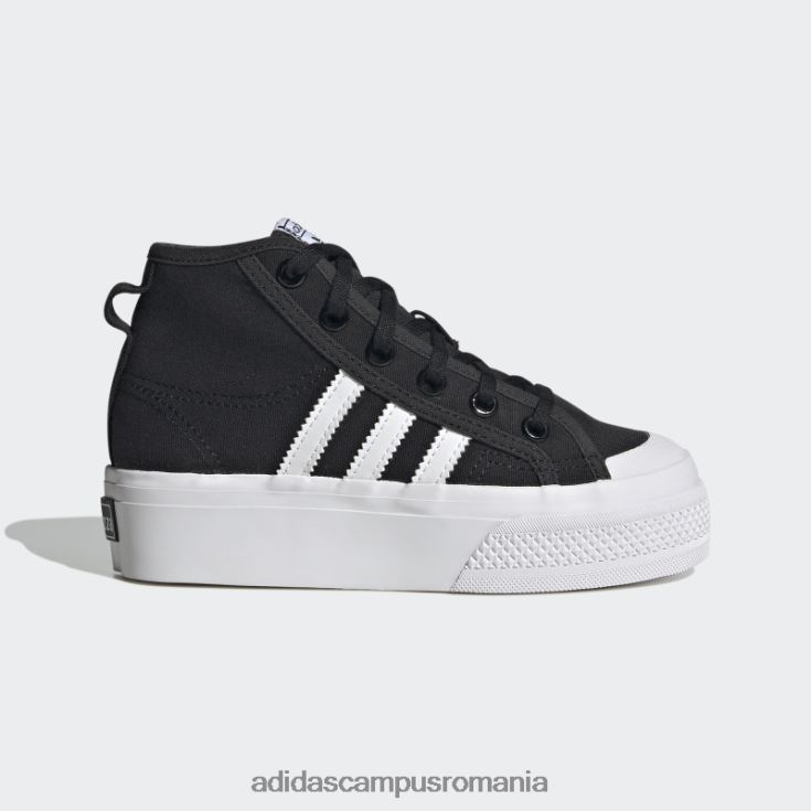 adidas campus romania pantofi mijlocii platforma nizza alb copii alb negru J266N211330