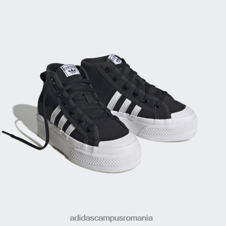 adidas campus romania pantofi mijlocii platforma nizza alb copii alb negru J266N211330