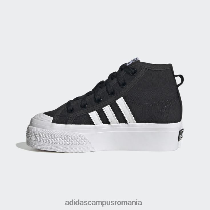 adidas campus romania pantofi mijlocii platforma nizza alb copii alb negru J266N211330