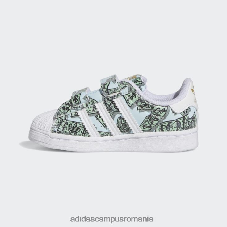 adidas campus romania pantofi superstar cu imprimeu bani jeremy scott albi copii alb/auriu metalic J266N211200